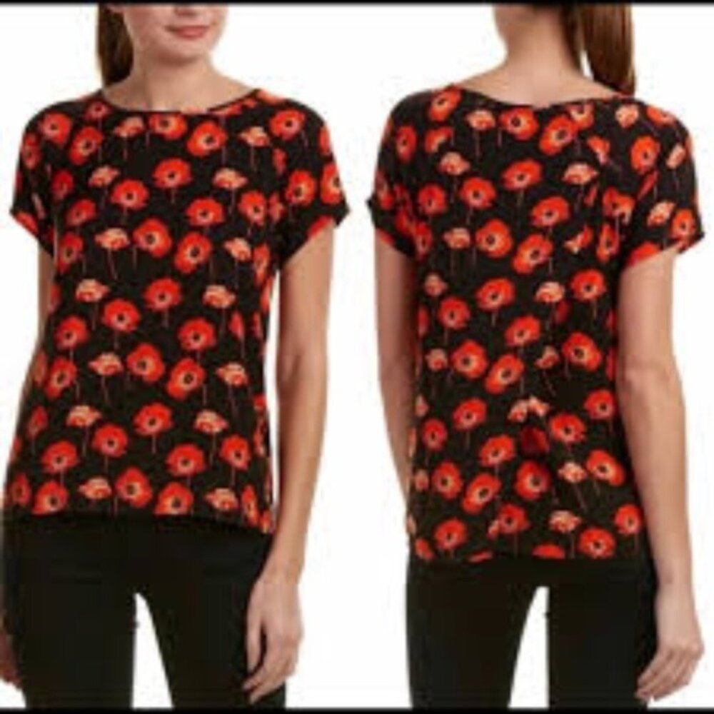 Cabi Poppy Blouse, Short Sleeves, Flap back, Size L